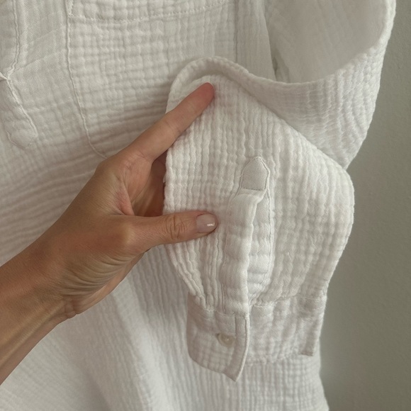 Beachlunchlounge collection gauze 1/2 button up long sleeve shirt 100% cotton - Picture 4 of 5